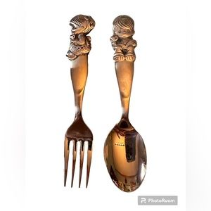 VINTAGE 1983 Enesco Precious Moments Youth Fork & Spoon